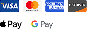 Visa, Mastercard, AMEX, Discover, PayPal, Apple Pay, Google Pay